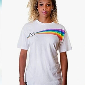 NWT Queer Eye Women’s Rainbow t-shirt white Size Medium